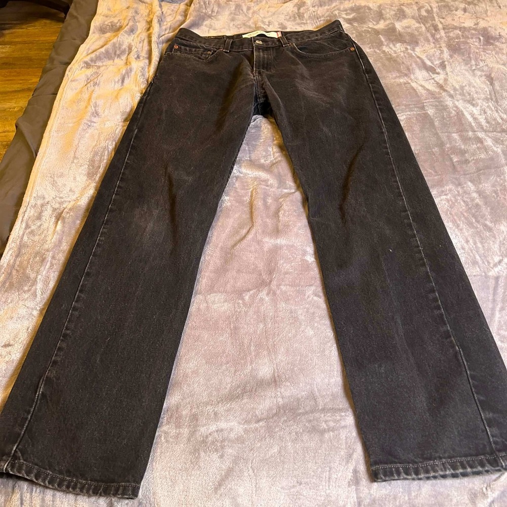 Levis 505 Regular Fit Jeans Mens 33x32 Faded Black Straight Leg Denim